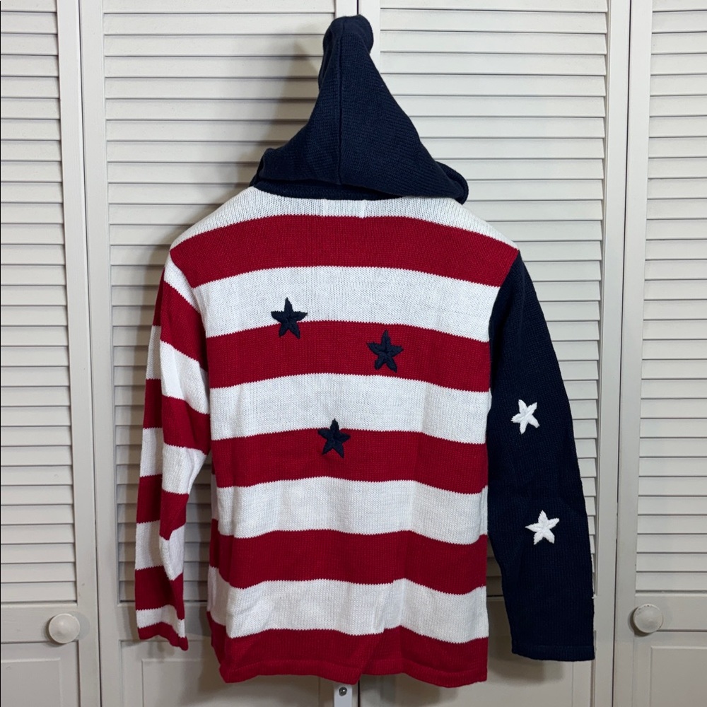 Quacker Factory American Flag Full Zip Sweater Medium - Picture 6 of 9